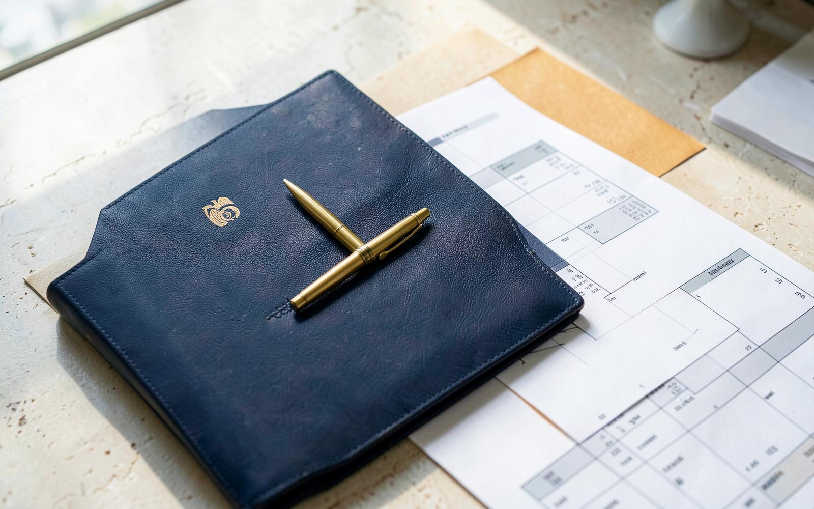 A carefully prepared financial ledger and documents